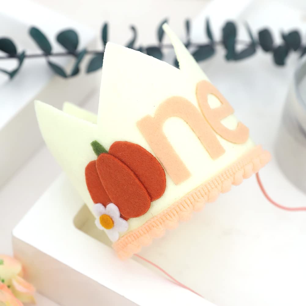 Agkvw Little Pumpkin 1st Birthday Crown - Floral Pumpkin Birthday Crown, Autumn Birthday Decorations, Cake Smash Photo Props