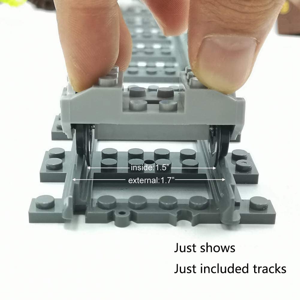 56pcs City Train Tracks Toy Straight and Flexible Train Track Railway Extension Building Set Block Toy Compatible with Major Brand (36 Straight and 20