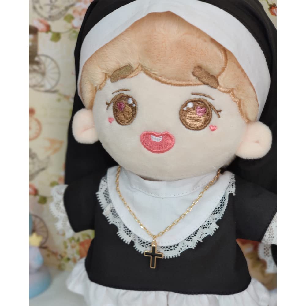 niannyyhouse 20cm Plush Doll Nun Clothes Black Headdress Dress Accessories 8in Plush Doll Accessories (20cm)