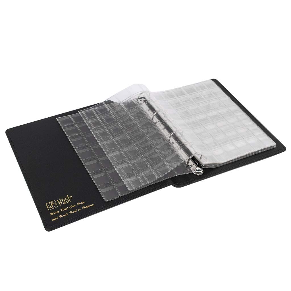 Uncle Paul Leather Binder with Coin Pocket Pages Set - Assorted 4 Sizes Pages, 12Pcs Coin Pocket Inserts Collecting Sleeves for Global Travel, All in