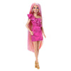 Barbie Doll with Extra-Long Blonde Rainbow Hair & Color-Block Polka Dot Dress, Plus 10 Hair & Fashion Accessories