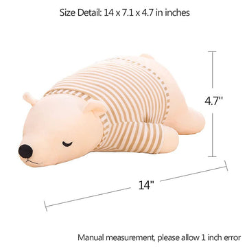 MMTTAO Stuffed Polar Bear Animal Plush Toy 14 Inch Small White Sleeping Bear Animal Stuff Soft Plushies Cute Dolls Collection Huggable Pillow Cushion