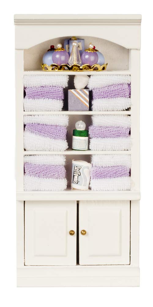 Melody Jane Dollhouse Shelf Unit with Lilac Accessories Bathroom Furniture