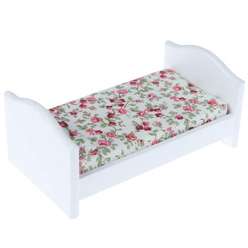 LotCow 1:12 Dollhouse Bed Dolls Miniature Bed Wooden Furniture for Doll House Dollhouse Bed with Pillow Bedroom Furniture Toy, 1 Pc