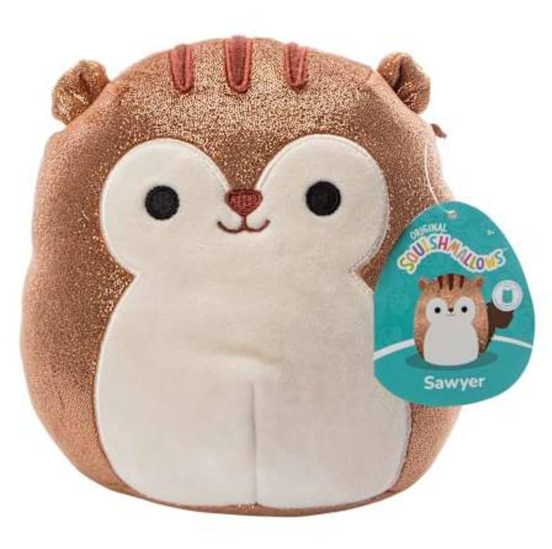 Squishmallows Sawyer the Squirrel Glitter Squad, 7.5 Inch