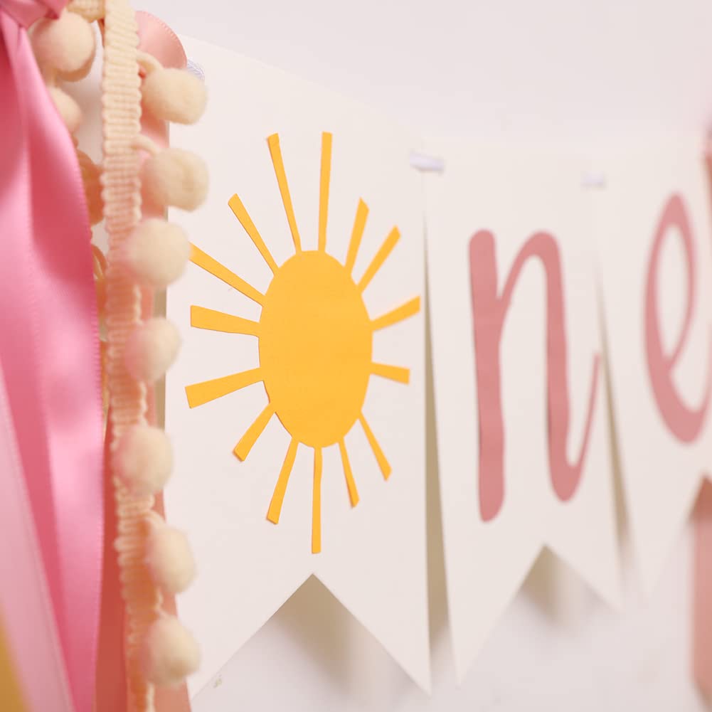 You Are My Sunshine High Chair Banner,Sun Themed First Birthday Party Decorations For Girl, Modern Sun One Garland For High Chair, Ribbon Tutu Skirt