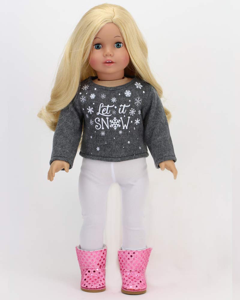 Sophia's 6 Piece Sweater, Skirt and Accessories Outfit Set for 18'' Dolls, Gray and White