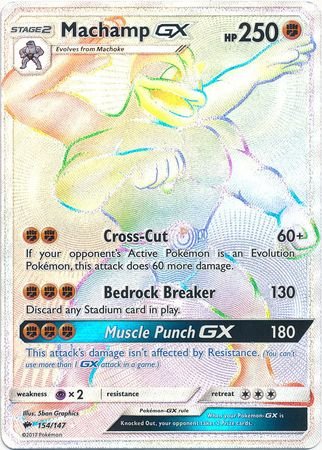 Pokemon Machamp-GX - 154/147 - Secret Rare - Sun & Moon: Burning Shadows