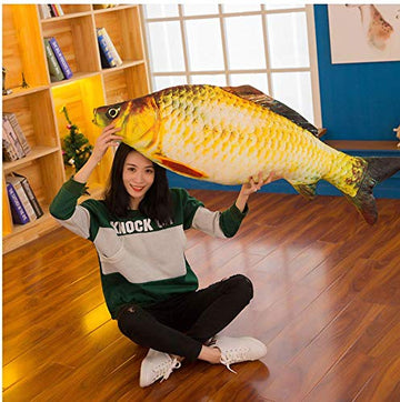 JULAN 3D Giant Soft Fish Cushion Pillow Carp Plush Pillow Stuffed Toy Throw Pillow for Home Decoration Gift Kids Pillow Stuffed Animal Toy (31inch
