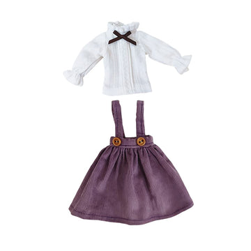XiDonDon Doll Clothes Suspender Skirt+Shirt 2-Piece Set for Blyth,Ob24,Licca,Azone BJD Doll Accessories Toys Clothing (Purple Set)