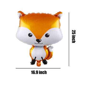 HORUIUS Fox Balloons Fox Shaped Foil Mylar Balloons for Woodland Animals Theme Birthday Party Supplies Decorations 25 Inchs 5PCS