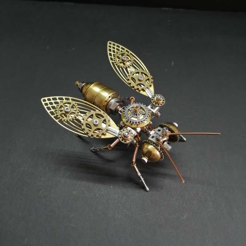 ModelForgeX 179pcs+ DIY Little Bee Steampunk Mechanical Insects Metal Assembly Model Kits Ornaments Assemble Models Toys Gifts (179pcs Bee)