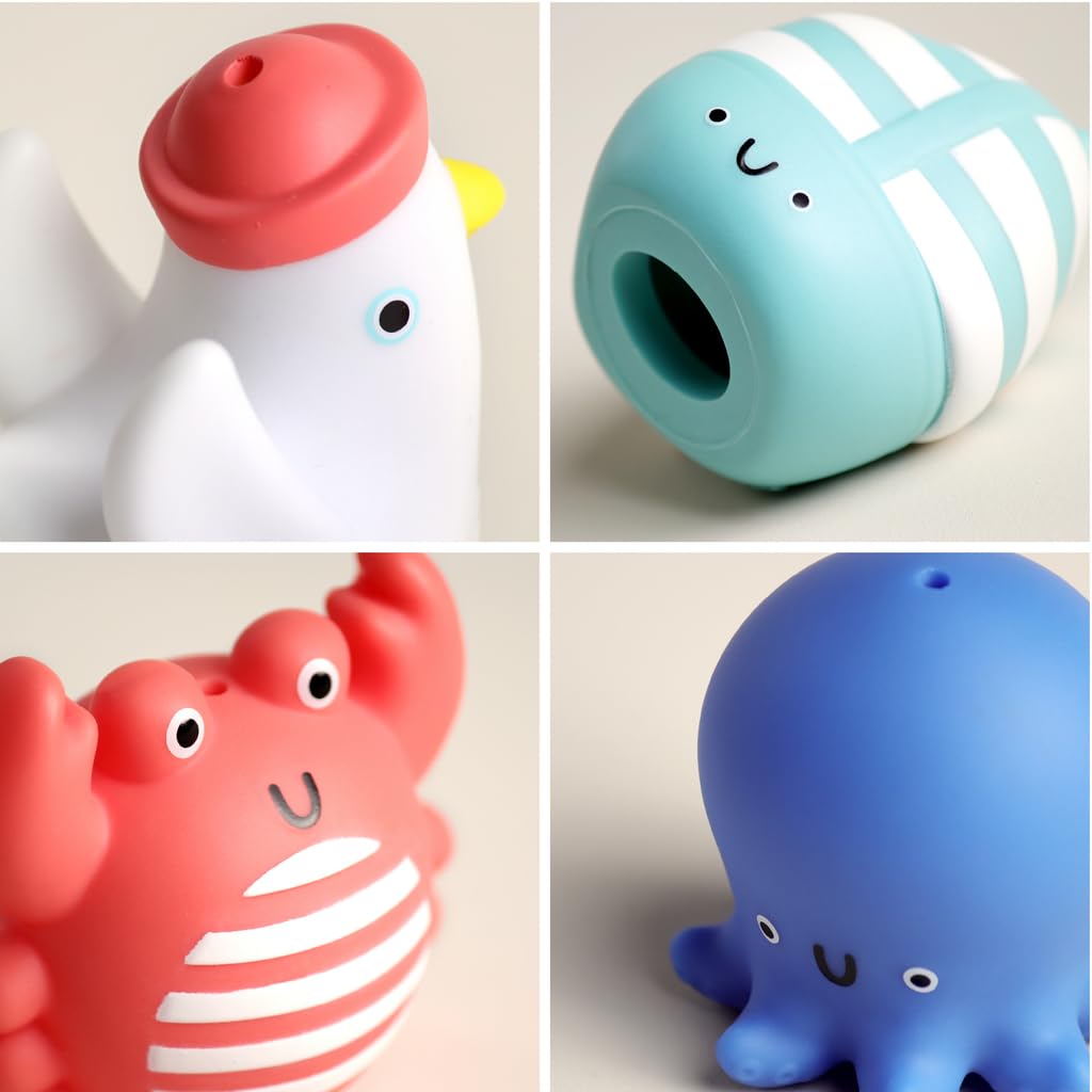 Itzy Ritzy Finger Puppet Bath Toy Set- 5-Piece Set Includes 4 Soft Finger Puppets & 1 Water-Squirting Bath Toy - Fun Characters Offer Interactive