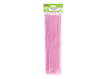 Krafty Kids Colorful Fuzzy Craft Sticks Pipe Cleaners - 40 Count - 12 Inches Long (Light Pink)