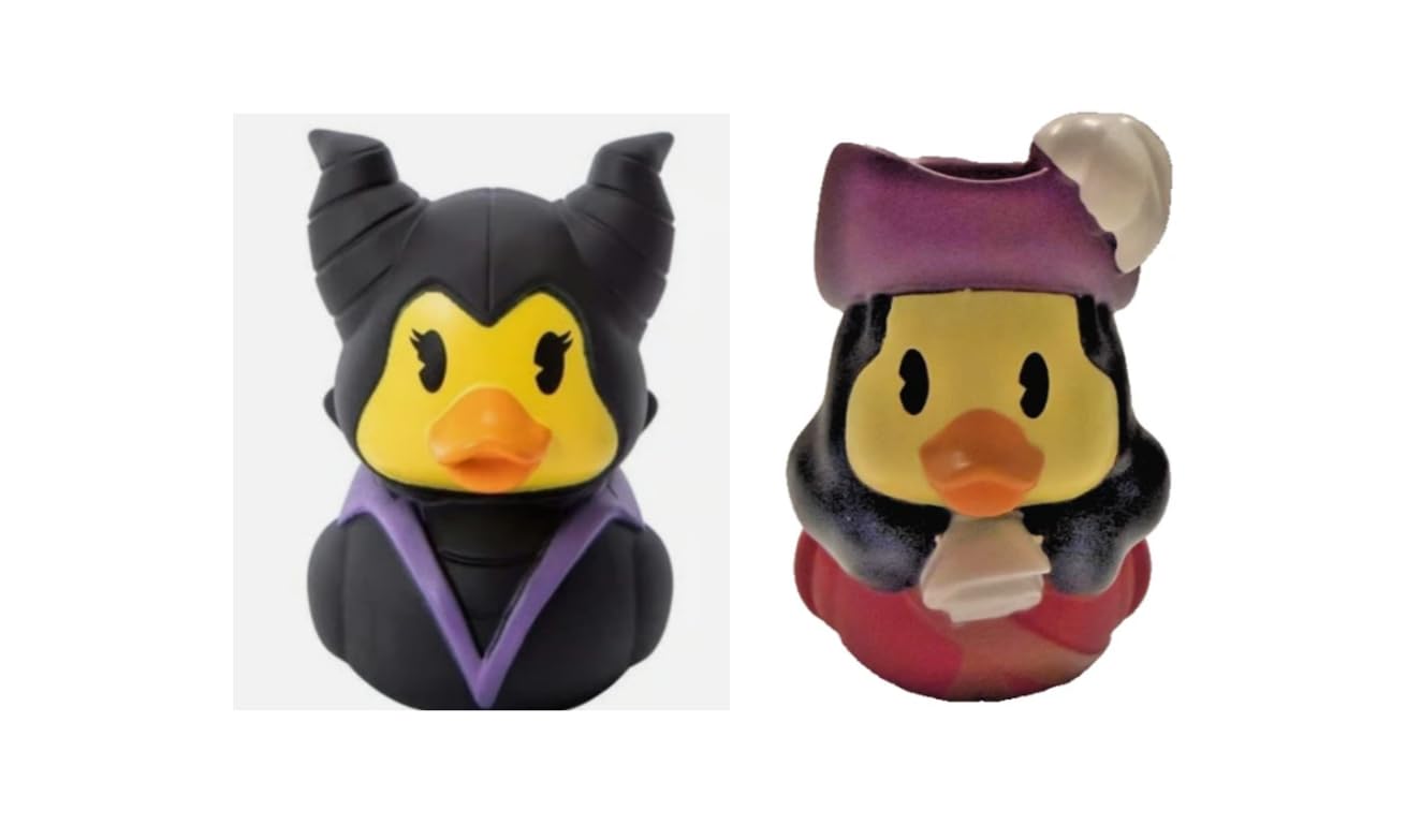 Just Play Rubber Duck Duckalooz 2 Pack - Maleficent & Captain Hook Villains - Bath Toys