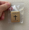 Miniature Spanish Bible 'Dios Habla Hoy', 1.5 Inch Religious Book, Gold Cover with Cross Design