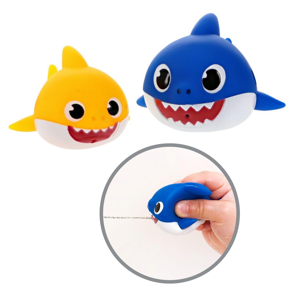 Nickelodeon Pink Fong Baby Shark Bath Toys Set for Children's Tub Time - Cups, Finger Puppets, and Bath Squirters, Blue/Green, 10 Pieces