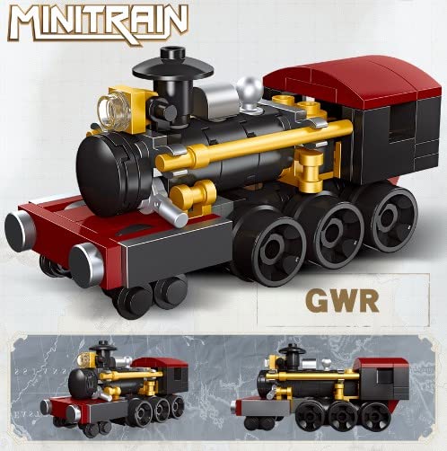Apostrophe Games 6 in 1 Steam Trains Building Block Set - 463 Pcs - Variety of 6 Trains, Unique Retro Style Model Set, Engineering & Construction Toys