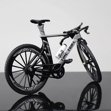 Creative Alloy Finger Bicycle 1:10 Miniature Simulated Bicycle Toys, Finger Racing Bicycle Handlebars Bent(Black)