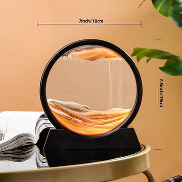 XIZHI 7" Moving Sand Art Picture Sand Art Liquid Motion Round Glass 3D Sand Art Relaxing Toy Desktop Art Bookshelves Home Office Decoration (Orange)