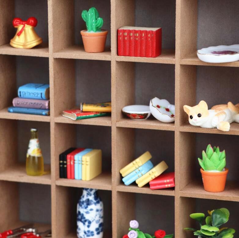 1:12 1/12 Scale Dollhouse Miniature Furniture Wooden 16 Grid Display Storage Rack Shelf 6.5" Storage Rack 16 Grid Shelves Doll House Wall Rack