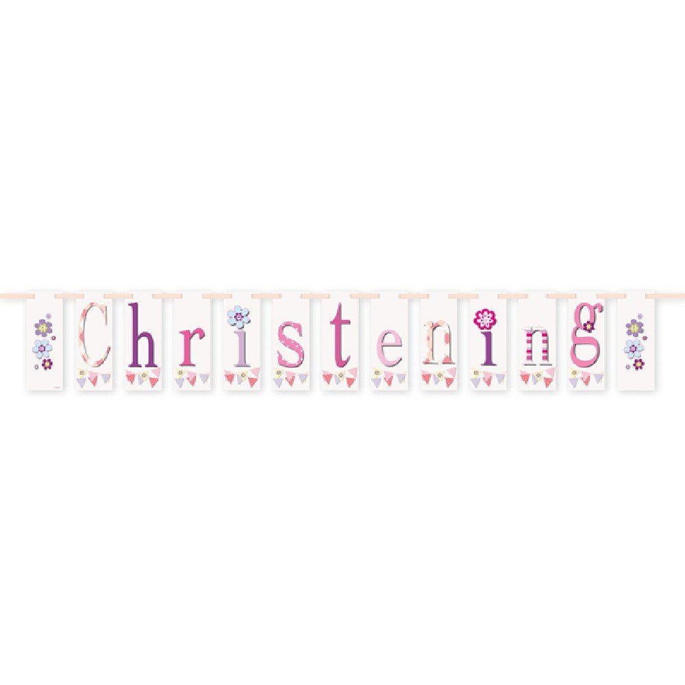 Unique 52059"Christening Paper Letter Banner | Blue | 1 Pc Block 7 ft