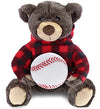 DolliBu Brown Bear Stuffed Animal with Baseball Plush - Soft Huggable Grizzly Bear, Adorable Playtime Teddy Bear Plush Toy, Cute Wild Life Sports Gift