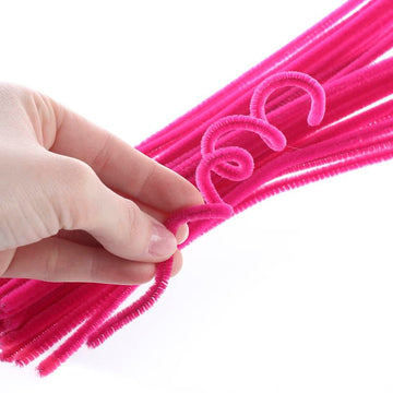 Pack of 300 Fuchsia Hot Pink Pipe Cleaners. Fuzzy Stick Chenille Stems for Arts and Crafts Shapes, Flowers, Animals, Figures and More - Size: 12