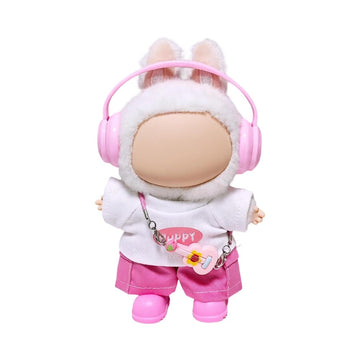 5pcs for Labubu Clothes Set Cute Outfit for 17cm Doll Clothing and Accessories Shoes (No Doll) (Pink)