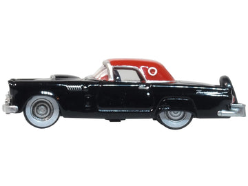1956 Thunderbird Raven Black with Fiesta Red Top 1/87 (HO) Scale Diecast Model Car by Oxford Diecast 87TH56008