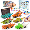 faentwc Dinosaur Painting Toys for Kids 5-7: Birthday Gifts for Kid Age 3-12 2 in 1 Dino Arts Painting Kits and Pull Back Cars Toy for Boys 4 5 6 7 8