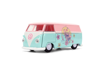 Jada Disney Stitch 1961 Volkswagen Bus, Pastel Pink/Blue Toys 36358-1/32 Scale Diecast Model Car