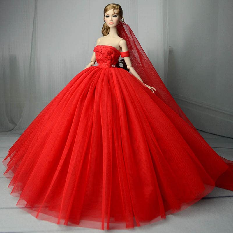 Bridal Doll Clothes Wedding Dress for 11.5inch Girl Doll Outfits Party Princess Gown 1/6 Dolls Accessories (Style F)
