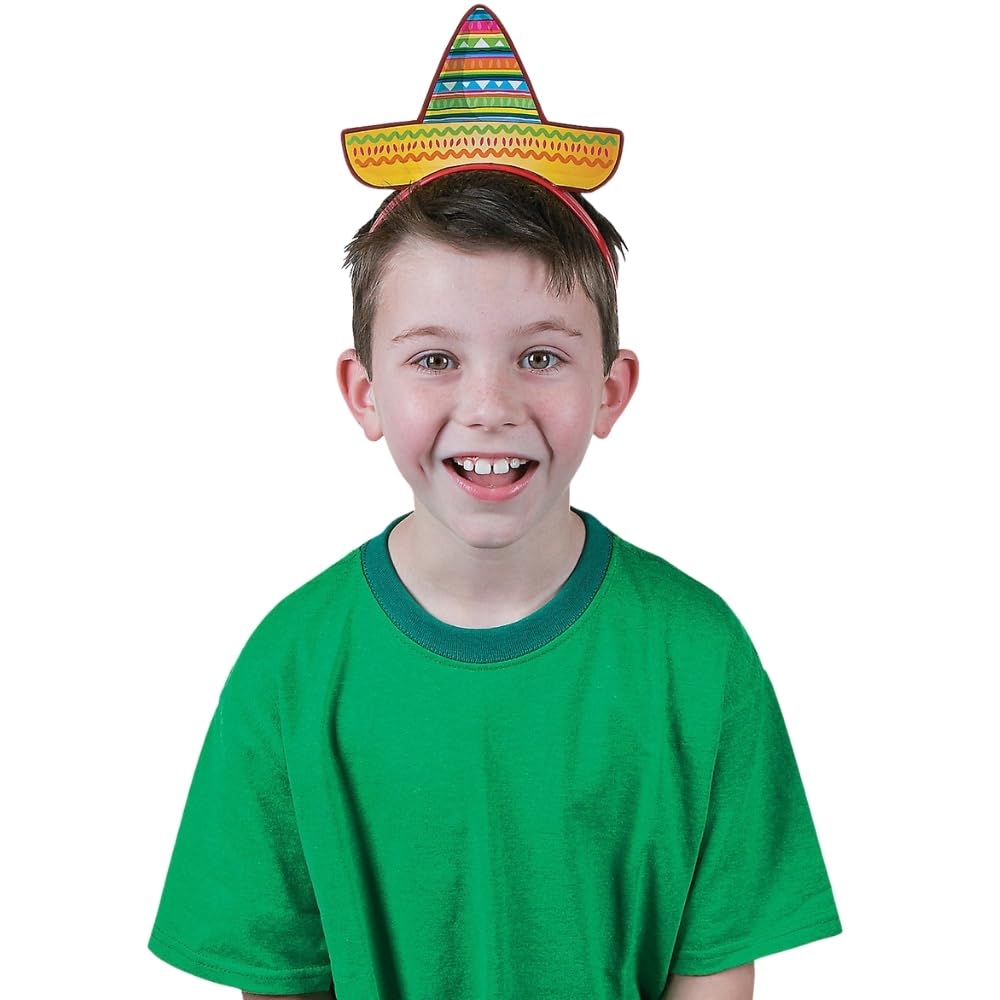 Fun Express Cardboard Sombrero Headbands for Cinco de Mayo (1 Dozen) Apparel Accessories, Hats, Head Boppers, Headbands