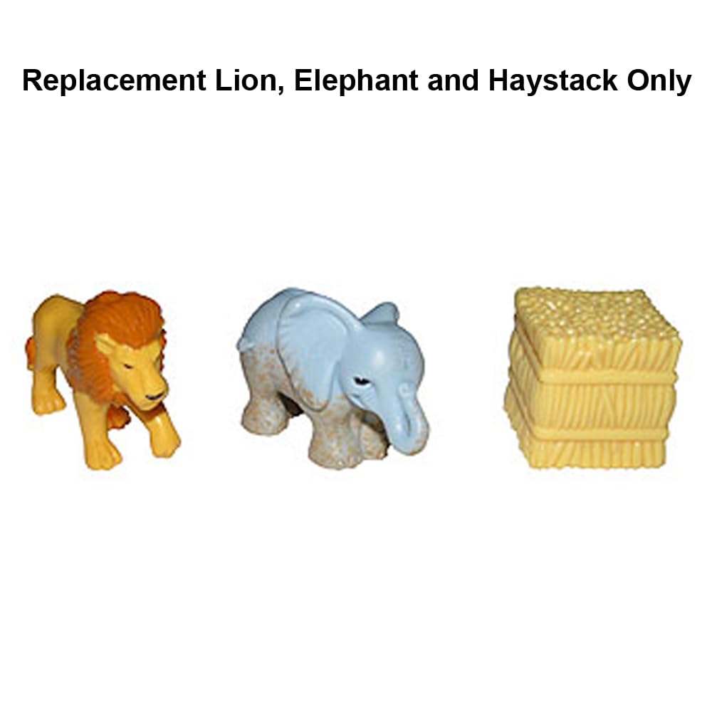 Fisher-Price Replacement Parts GeoTrax On The Go Zoo Playset N4799 - Replacement Lion, Elephant and Haystack Figures