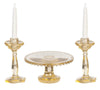 Dollhouse Miniature Chrysnbon Cake Plate with 2 Candlesticks in Amber