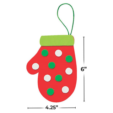 Fun Express 4 1/4" x 6" Mitten Christmas Ornament Red & Green Craft Kit - Makes 12