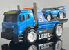 Muscle Machines J D M Flatbed Truck #5 Blue Metallic Liberty Walk (LBWK) & 1999 GT-R R34#5 Blue Metallic Liberty Walk LBWK Muscle Transports Series