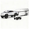 Toy Cyber Pickup Truck with RV and Motorcycle Model Car Diecast Toy Pickup for Kids Boys Girls 3+ Years - Electric Metal Drivable Truck with Sound