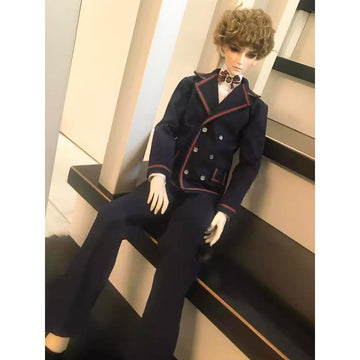 niannyyhouse BJD Doll Clothes for 1/3 1/4 Ball Jointed Dolls, Dark Blue School Uniform, Coat Shirt Pants Socks, Boy Dress Up Accessories Gift