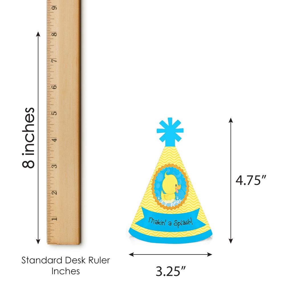 Big Dot of Happiness Ducky Duck - Mini Cone Baby Shower or Birthday Party Hats - Small Little Party Hats - Set of 8