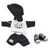 niannyyhouse 1/12 BJD OB11 Doll Clothes Hoodie Shorts Canvas Shoes Doll Dressup (Black)
