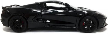 2020 Chevy Corvette C8 Stingray Black with Gray Stripes 1/24 Diecast Model Car by Motormax 79360black