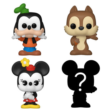 Funko Bitty POP! Disney - Goofy, 4-Pack - Goofy, Chip, Minnie Mouse (Hands Folded) and A Surprise Mystery Mini Figure - 0.9 Inch (2.2 Cm) Collectable