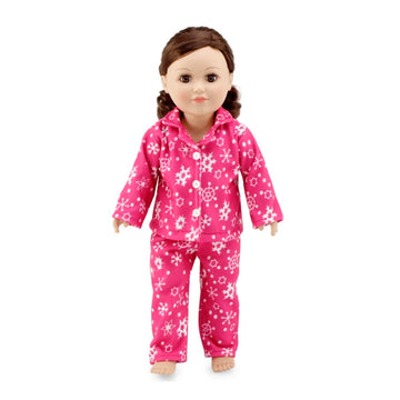 Emily Rose 18 Inch Doll Pink and White Snowflake Pajamas Gift Boxed | USA Brand 2-Piece Holiday PJs for 18" Dolls | Soft Warm Snuggly Doll Sleeping