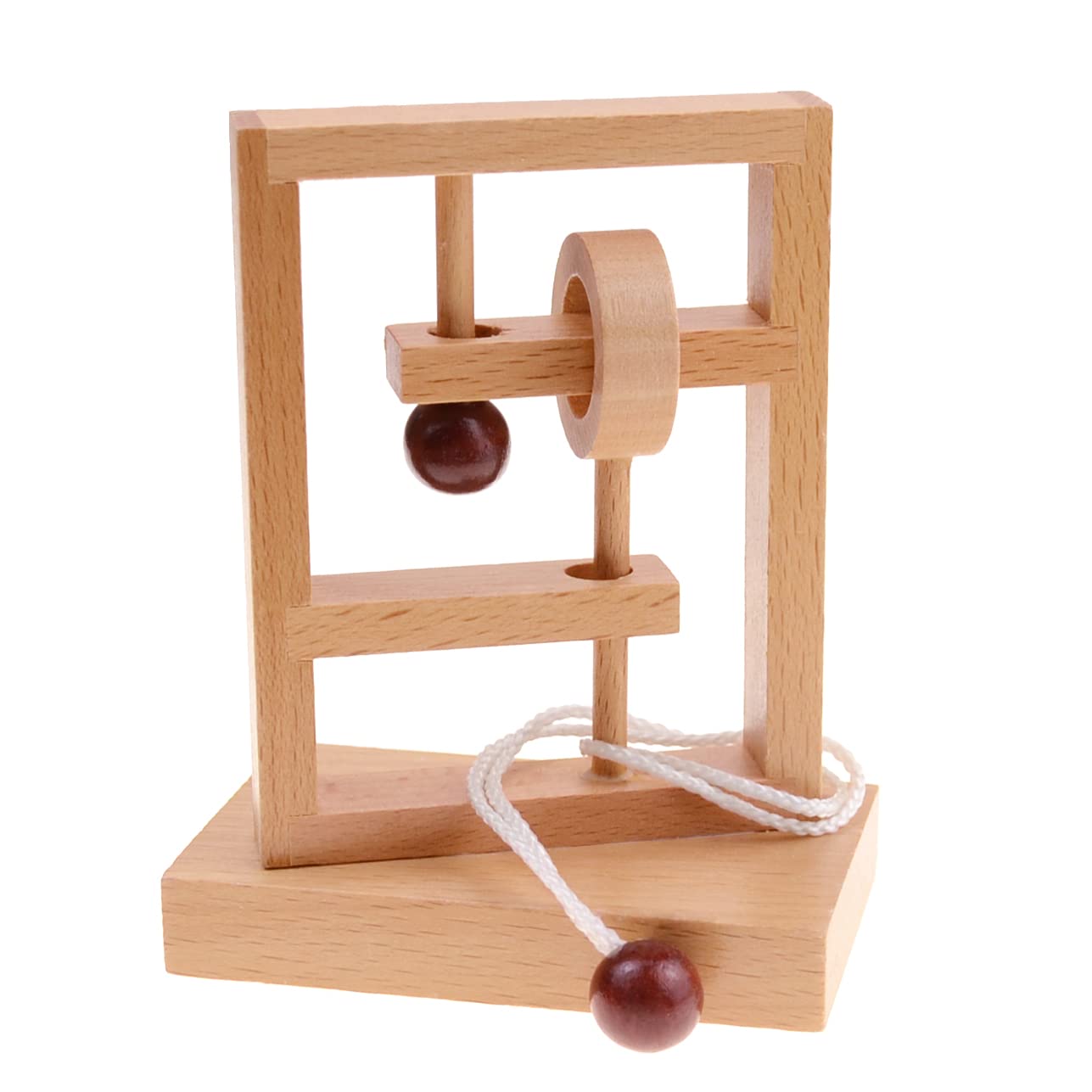 KINGOU 4 Pack Classic Wooden Rope Puzzle Set Ring Puzzles String Solution Central Brain Teaser for Adults/Kids Game
