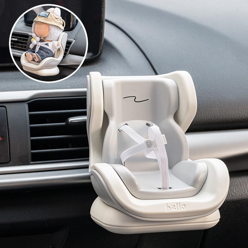 Labubu Compatible Car Safety Seat Model - OB11 Doll Display Stand for Vehicle or Desktop Decoration, Collectible Toy Accessories (Pink&Blue)