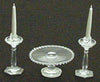 Dollhouse Miniature Chrynsbon Clear Crystal Cake Plate and Candlesticks Mini Kit
