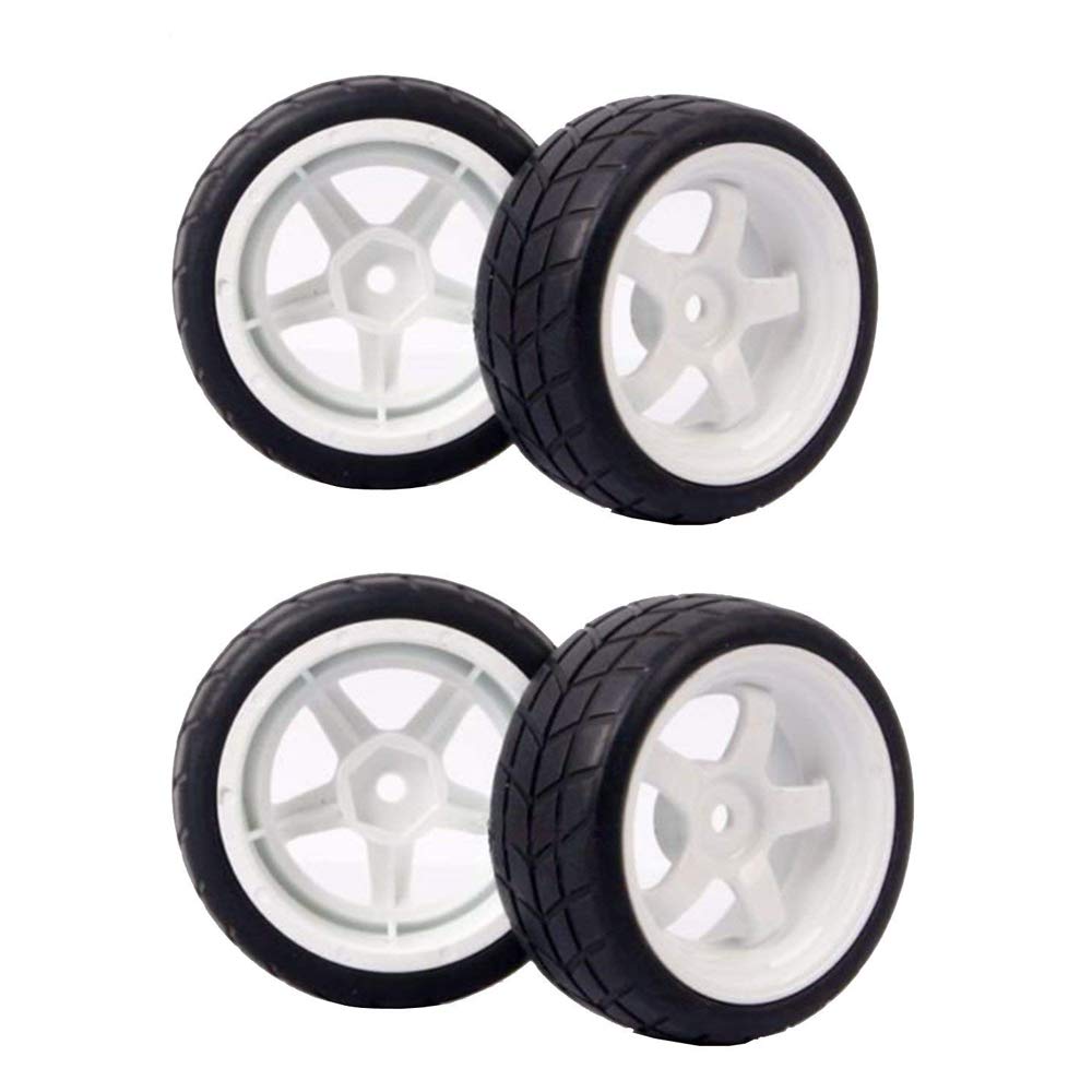 Hobbypower Rc 1/10 On-Road Racing Wheel Rim & Tyre,Flat Run Tires for HSP HPI 22003w (Pack of 4 Pcs)