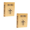 2 Pieces Brown Miniature Bible Books for Dollhouse, Mini Bible Pocket Book 1/12 Dollhouse Miniature Book Bookshelf Bedroom Library Accessories